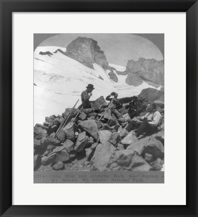 Framed Washington - Mount Rainier Toiling up a snowfield Print