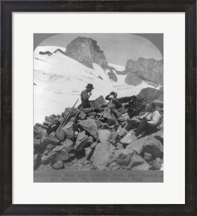 Framed Washington - Mount Rainier Toiling up a snowfield Print