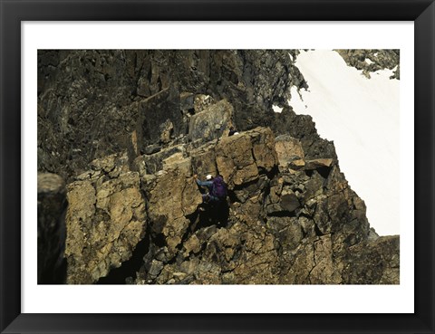 Framed High angle view of a person mountain climbing, Ansel Adams Wilderness, California, USA Print