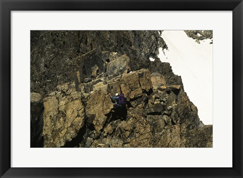 Framed High angle view of a person mountain climbing, Ansel Adams Wilderness, California, USA Print