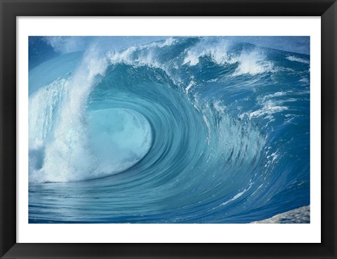 Framed Close-up of waves in the sea in turquoise Print