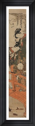 Framed Feeding the Koi Fish Print