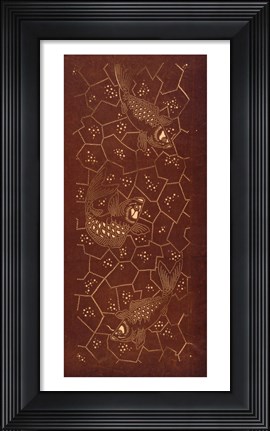 Framed Katagami stencil with fish Print