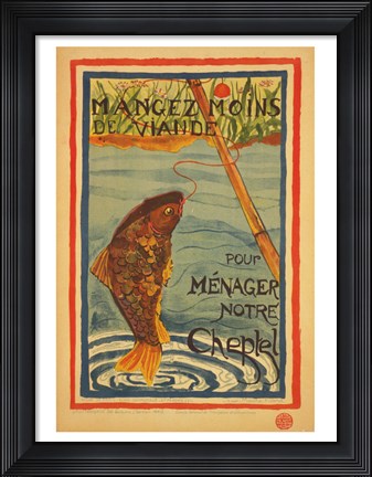 Framed Mangez moins de viande pour menager notre cheptel Print