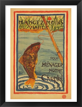 Framed Mangez moins de viande pour menager notre cheptel Print