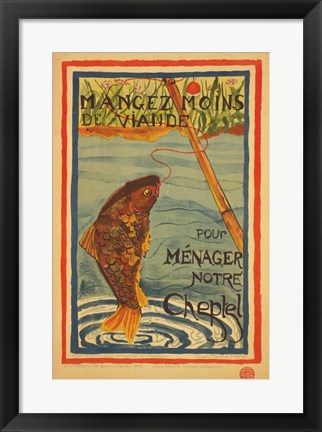 Framed Mangez moins de viande pour menager notre cheptel Print