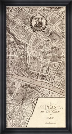 Framed Plan de la Ville de Paris, 1715 (R) Print