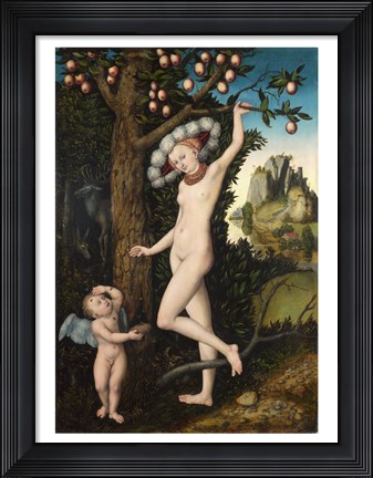 Framed Lucas Cranach the Elder - Cupid complaining to Venus Print