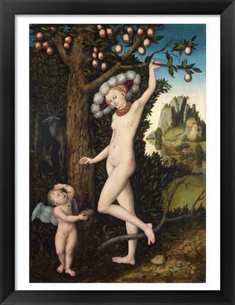 Framed Lucas Cranach the Elder - Cupid complaining to Venus Print