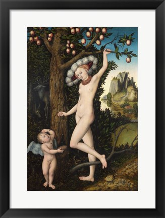 Framed Lucas Cranach the Elder - Cupid complaining to Venus Print