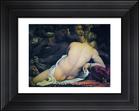Framed Venus with a Satyr and Cupids Print