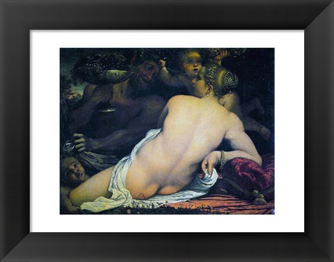 Framed Venus with a Satyr and Cupids Print