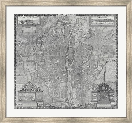 Framed 1652 Plan de Gomboust Print