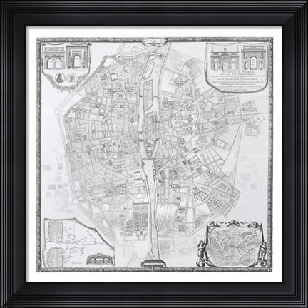 Framed 1676 Plan de Bullet et Blondel Print