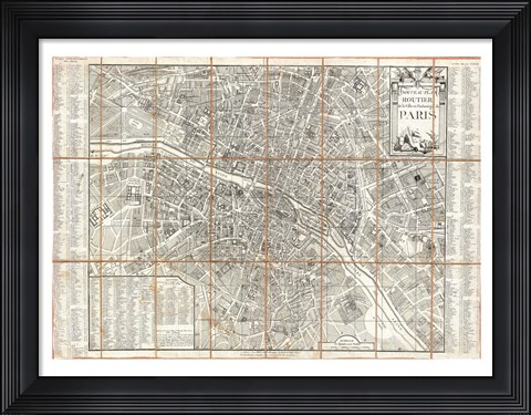 Framed 1780 Esnauts and Rapilly Case Map of Paris Print