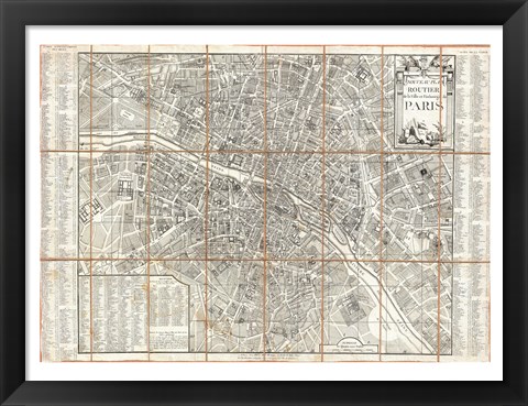 Framed 1780 Esnauts and Rapilly Case Map of Paris Print