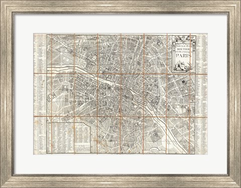 Framed 1780 Esnauts and Rapilly Case Map of Paris Print