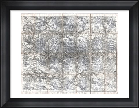 Framed 1902 L&#39;Armee Case Map of Paris and Environs Print