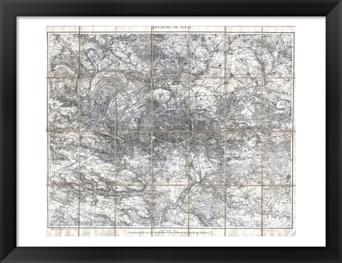 Framed 1902 L&#39;Armee Case Map of Paris and Environs Print