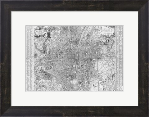 Framed Jaillot map of Paris 1762 Print
