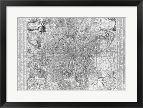 Framed Jaillot map of Paris 1762 Print