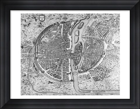 Framed Map of Paris circa 1550 Print