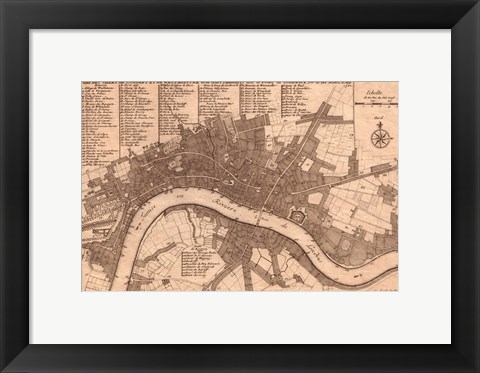 Framed Nicolas de fer 1700 London Print