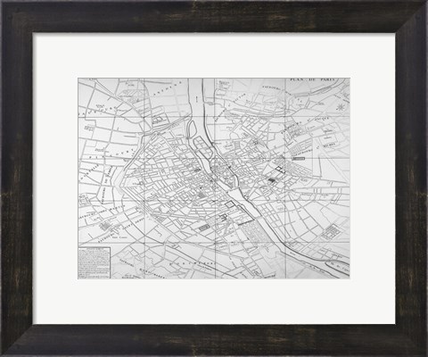 Framed Paris map circe 1739 Print