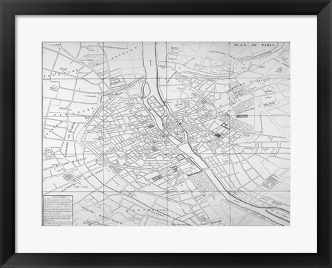 Framed Paris map circe 1739 Print