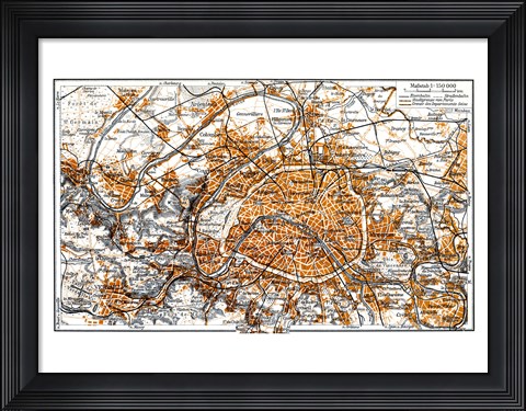 Framed Paris in Brockhaus 1937 Print