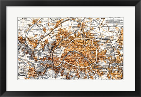 Framed Paris in Brockhaus 1937 Print