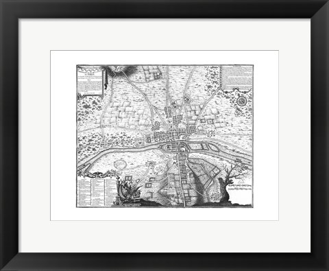 Framed Plan de Paris - gray Print