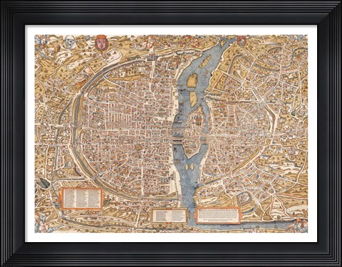 Framed Plan de Paris map Print