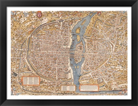 Framed Plan de Paris map Print