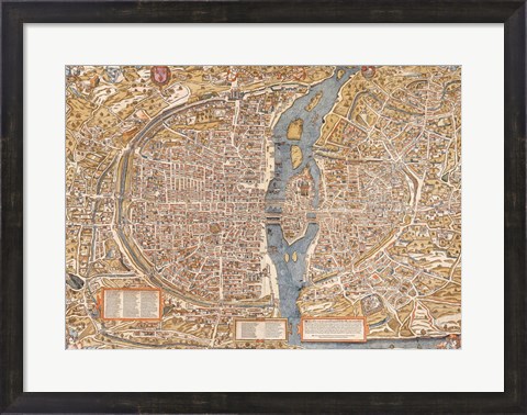 Framed Plan de Paris map Print