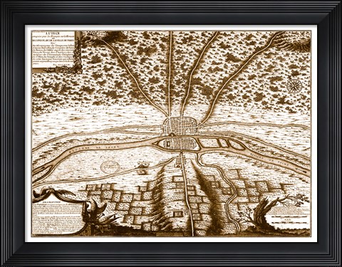 Framed first map of Paris Print