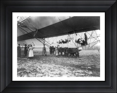 Framed Zeppelin Landing in Presence of Count Zeppelin and Crown Prince Print