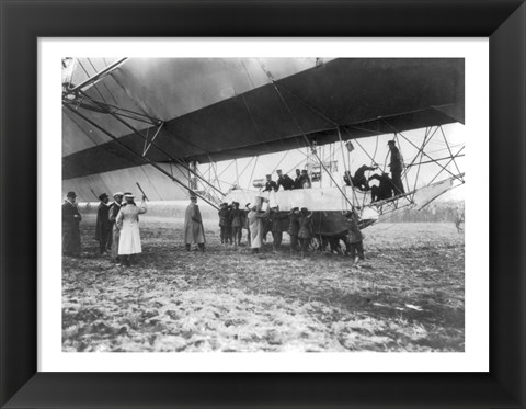 Framed Zeppelin Landing in Presence of Count Zeppelin and Crown Prince Print