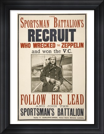 Framed Sportsman Battalion&#39;s Recruit Poster Print