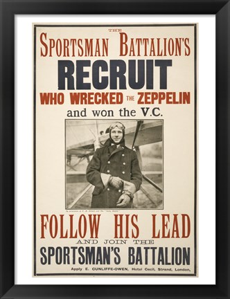 Framed Sportsman Battalion&#39;s Recruit Poster Print