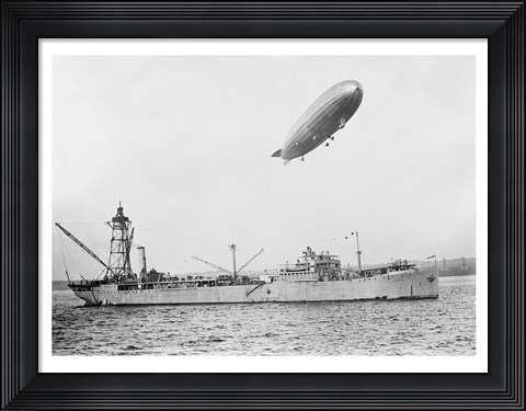 Framed U.S.S. Patoka and Shenandoah Blimp Overhead Print