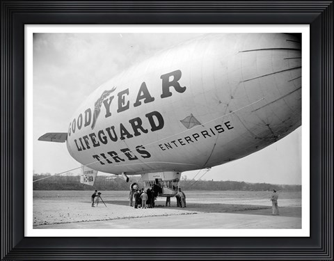 Framed Goodyear Blimp at Washington Air Post, 1938 Print