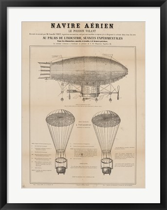 Framed Navire Aerien Blimp Print