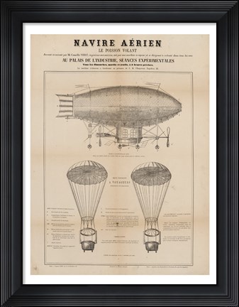 Framed Navire Aerien Blimp Print