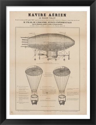 Framed Navire Aerien Blimp Print