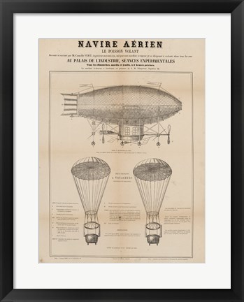 Framed Navire Aerien Blimp Print