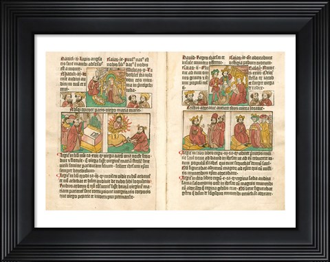 Framed Spread from the Biblia Pauperum printed by Albrecht Pfister Print