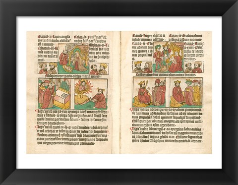 Framed Spread from the Biblia Pauperum printed by Albrecht Pfister Print