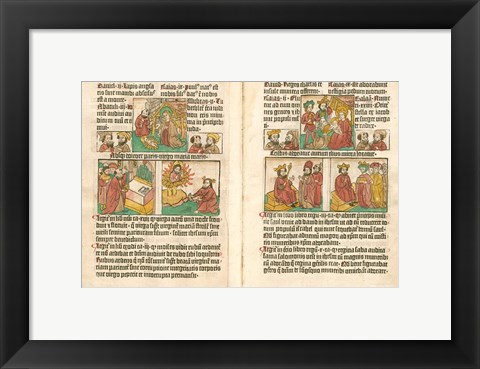 Framed Spread from the Biblia Pauperum printed by Albrecht Pfister Print