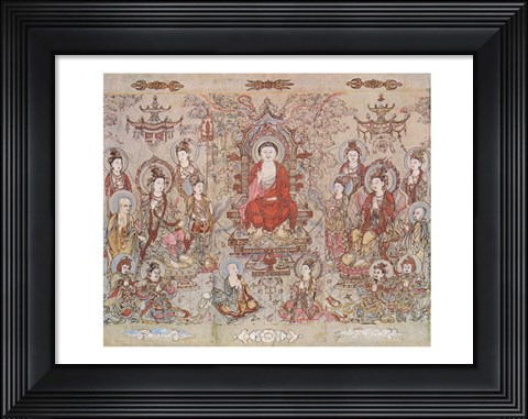 Framed Chang Sheng Wen Buddha Print